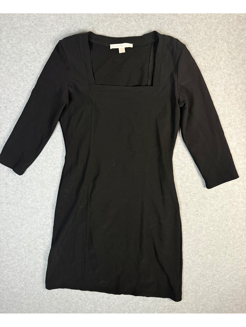 Boston Proper Square Neck Long Sleeve Black Mini Dress